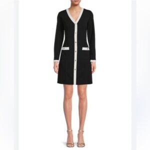 TOMMY HILFIGER Black Dress with White Trim and Gold Logo Buttons Plus Size 16